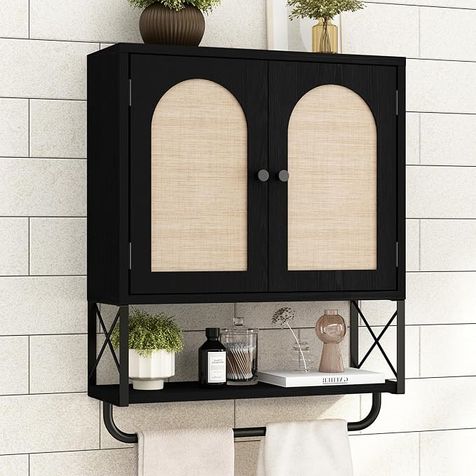Rattan Bathroom Wall Cabinet