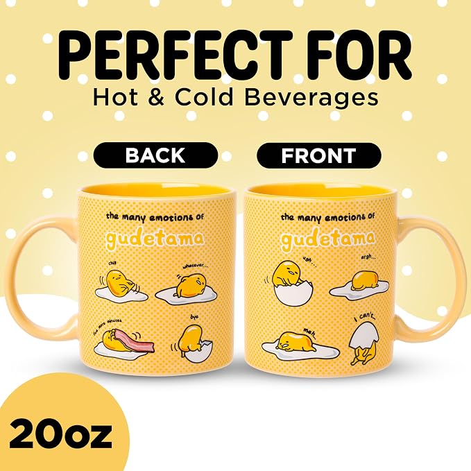 Silver Buffalo Sanrio Gudetama Lazy Egg Many Emotions, Ceramic Mug, 20oz |