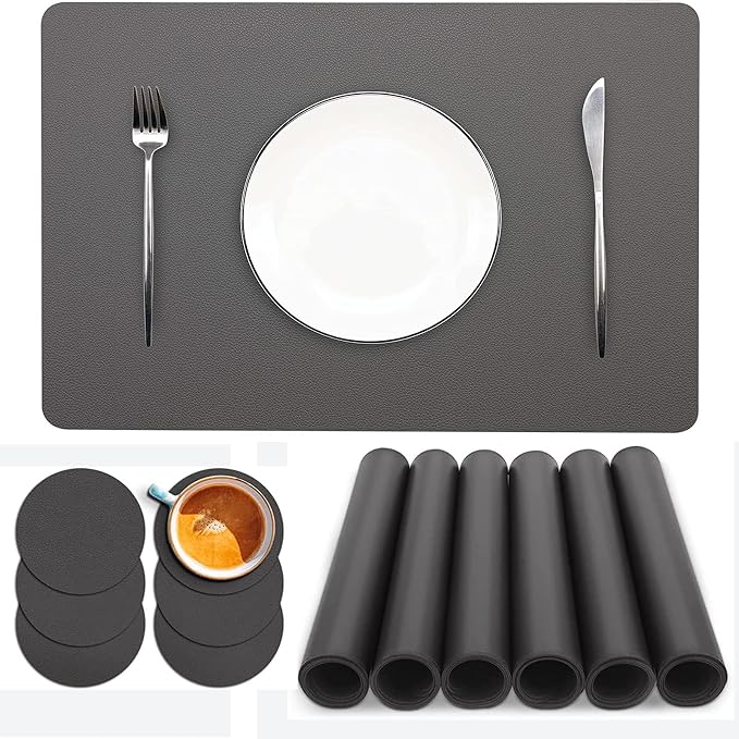 Placemats Set of 6, Faux Leather Place Mats