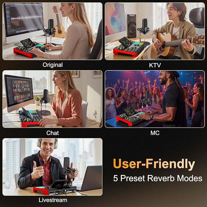 Podcast Equipment Bundle with 3.5mm Microphone and Live Sound Card, Audio