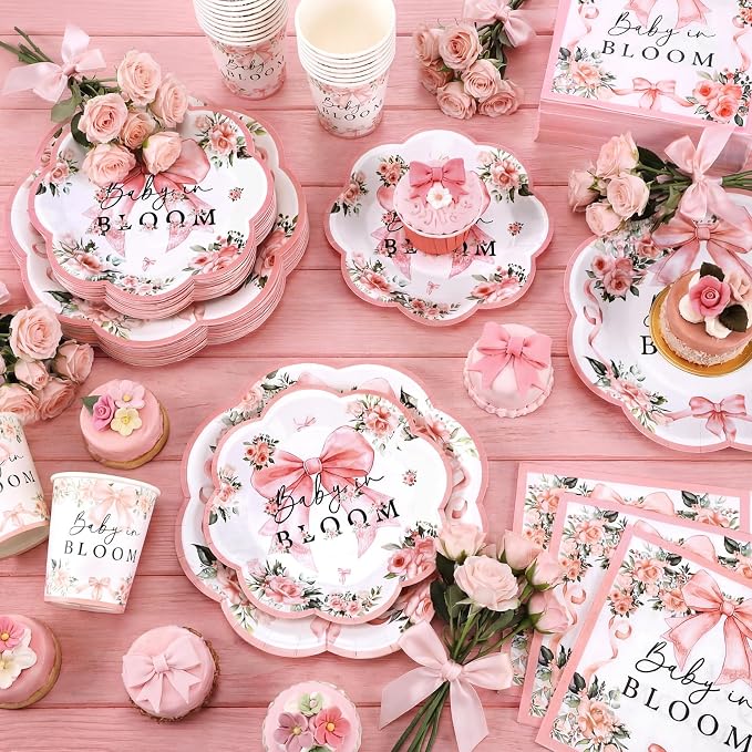 250 Pcs Baby in Bloom Baby Shower Plates Napkins