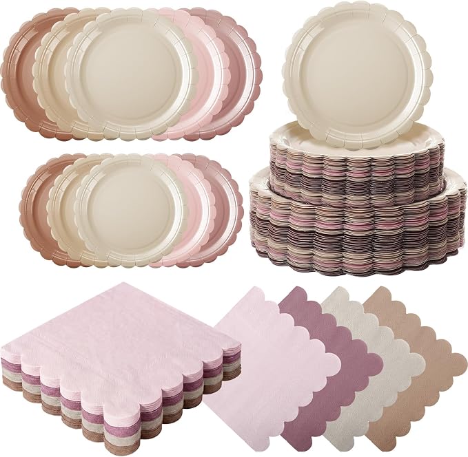 200pcs Boho Party Supplies Plates and Napkins Tableware Set Serve 25 Guests