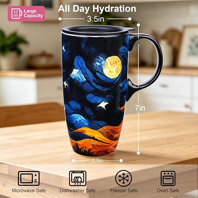 Topadorn 17oz Ceramic Travel Mug