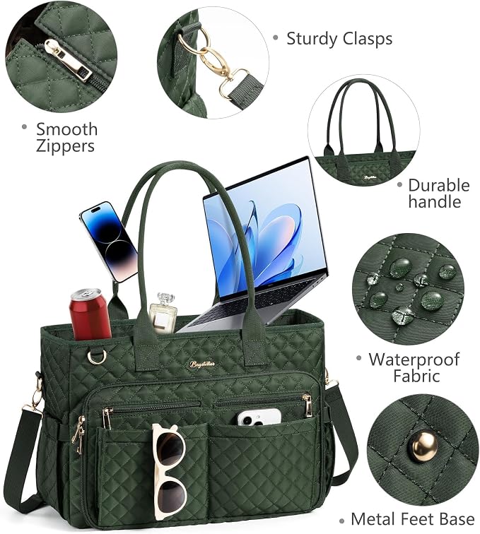Bagstellar Teacher Tote Bag for Women, 15.6" Laptop Work Tote Computer Bag |