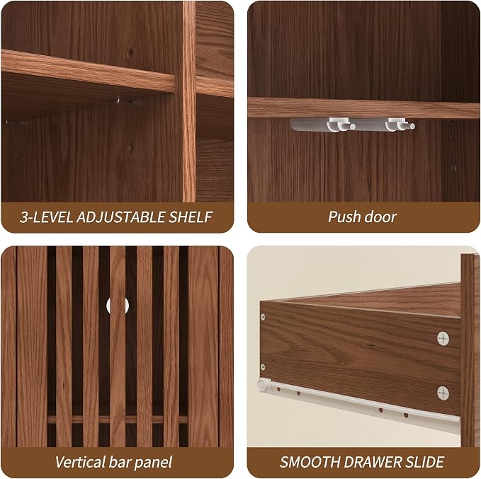 Set of 2 Rustic Brown 69" Tall Farmhouse Storage Cabinet