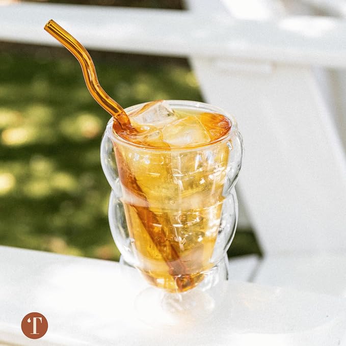 Teaspressa Amber Glass Cloud Cup 12 oz Double-Wall Insulated Borosilicate Glass