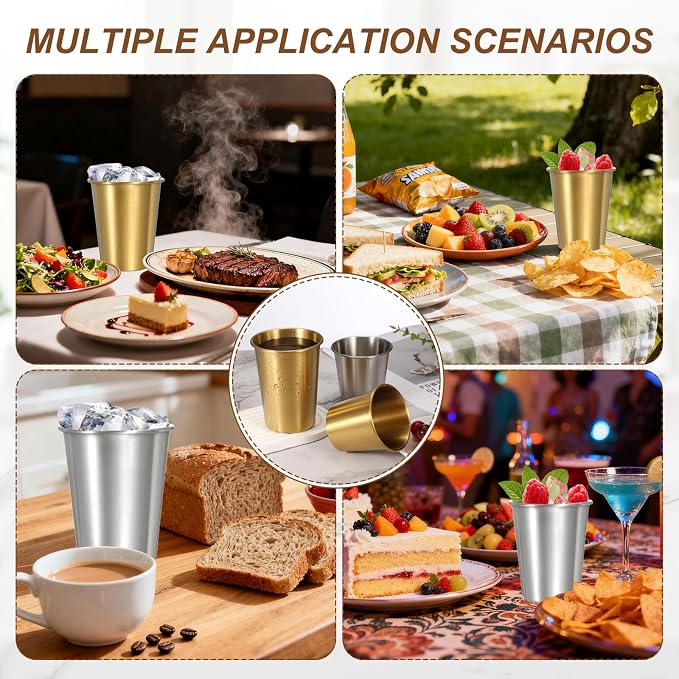 uxcell 2 Pcs Stainless Steel Cups, 7oz/200ml Metal Cups Double Wall Tumbler
