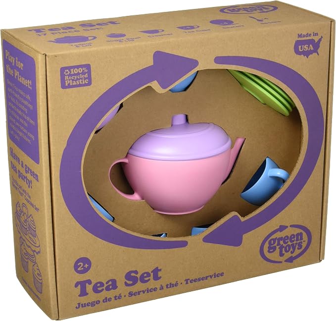 Green Toys Tea Set, Motor Skills, Language & Communication Kids Role Play Toy.