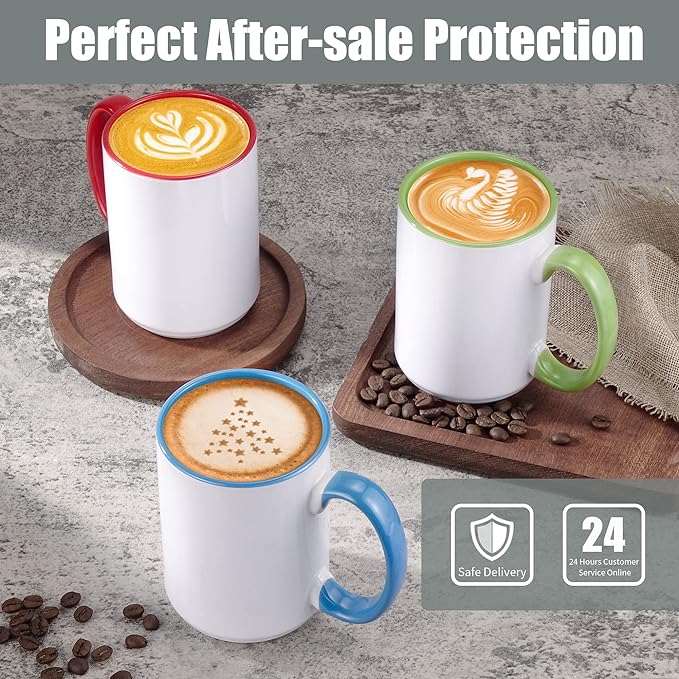 TANGLONG 15oz Sublimation coffee Mugs-6 Assorted Colors Magic cupSet of 12 |