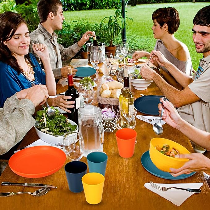 32-Piece Unbreakable Wheat Straw Dinnerware Set, Service