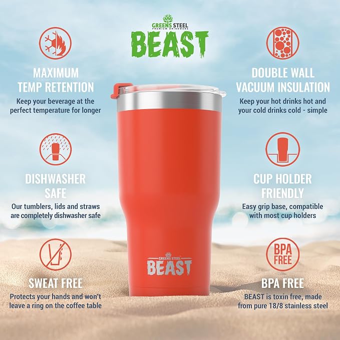 Beast 30 oz Tumbler Stainless Steel Vacuum Insulated Coffee Ice Cup Double Wall