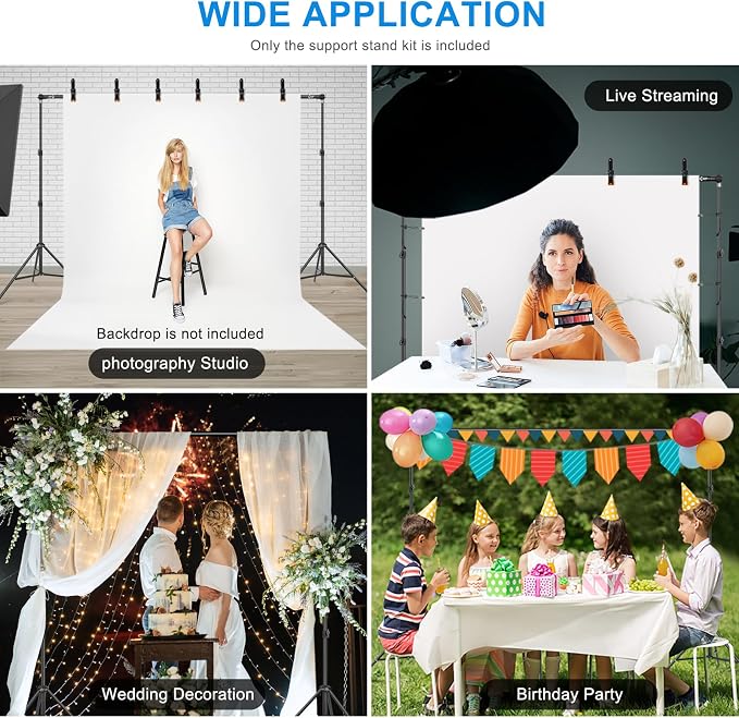 10 x 6.9 Ft Photo Backdrop Support Stand, MSKIRA Adjustable Background Stand