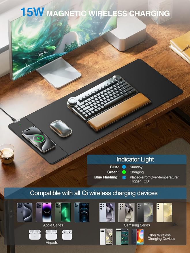 TopMade Wireless Charging Mouse Pad, Gaming Mousepad