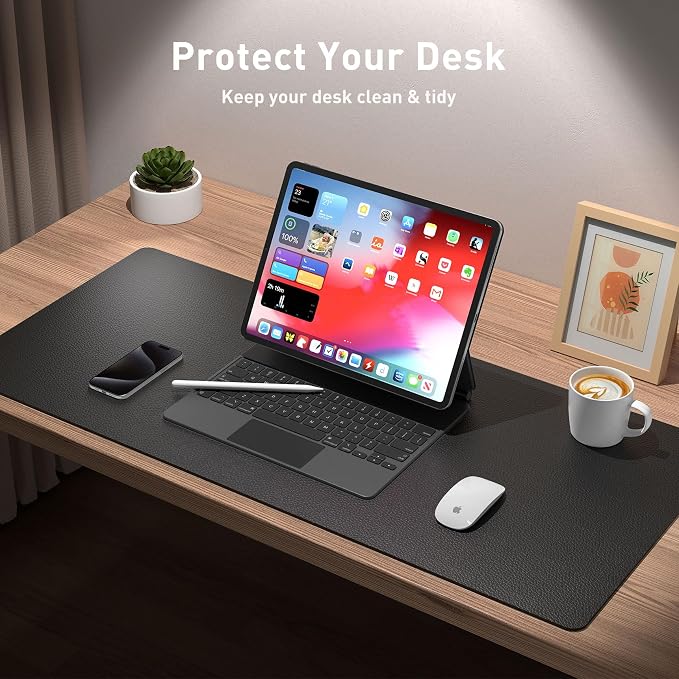 Aothia Leather Desk Pad Protector, Mouse Pad, Office Desk Mat, Non-Slip PU