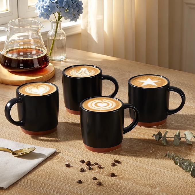 E-far Ceramic Coffee Mug Set of 4, 12oz Stoneware Coffee Cup