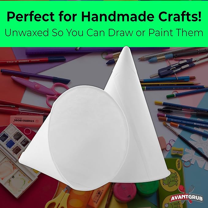 Eco-Friendly Wax Free 4.5oz White Paper Cone Cups 100Pk. Small Dispenser Cup