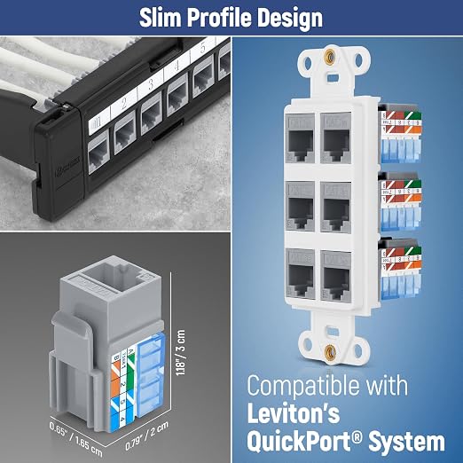 Everest 90° Angled RJ45 Cat5e Keystone Jacks 10-Pack in Gray