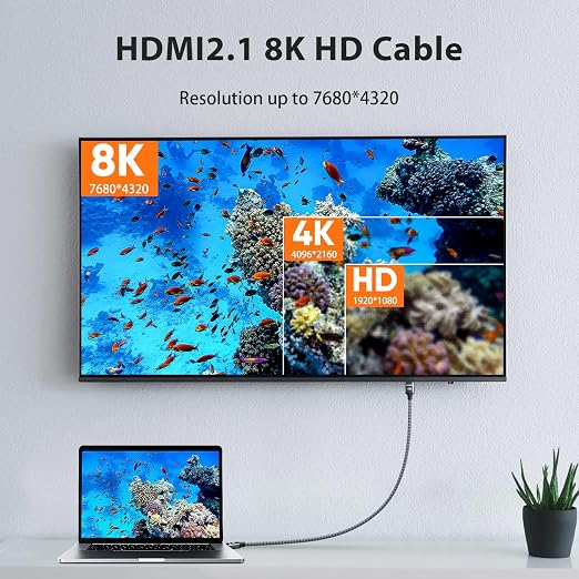ARISKEEN 8K HDMI Cable 15 FT, 48Gbps High Speed HDMI 2.1 Cable, 8K 60Hz