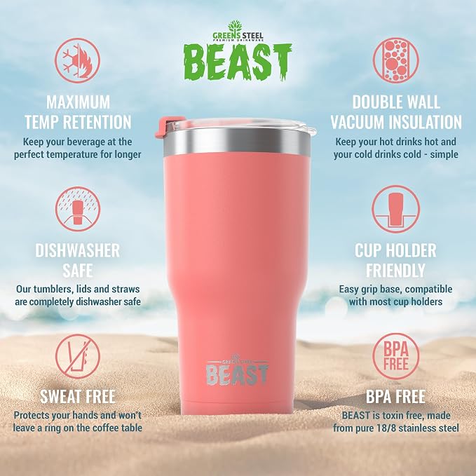 Beast 20 oz Tumbler Stainless Steel Vacuum Insulated Coffee Ice Cup Double Wall
