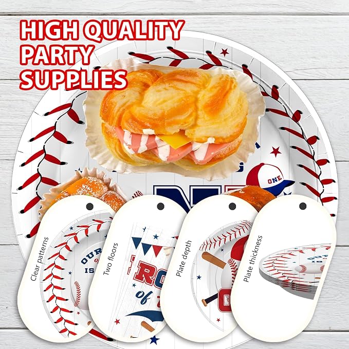 Greencian 96PCS Baseball 1st Birthday Party Decorations Baby Boy Serves 24 |