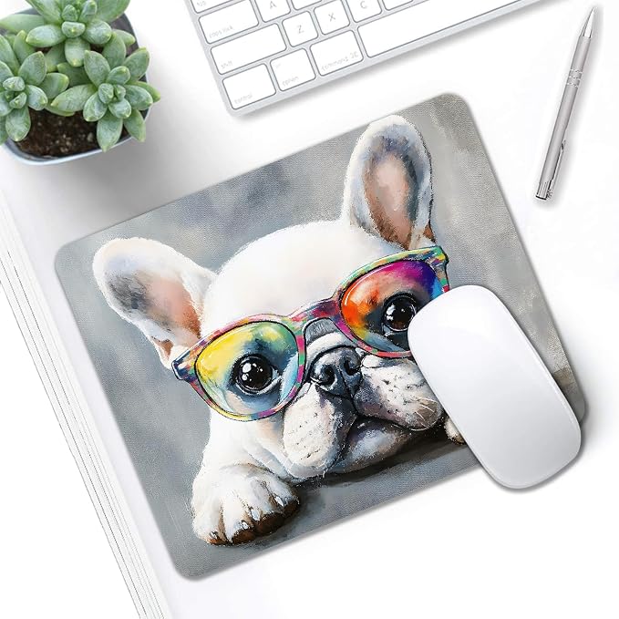 Mouse Pad, Cute Watercolor Bulldog Dog Mouse Pads