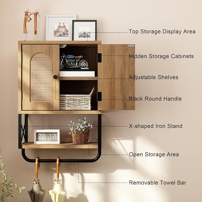 Rattan Bathroom Wall Cabinet