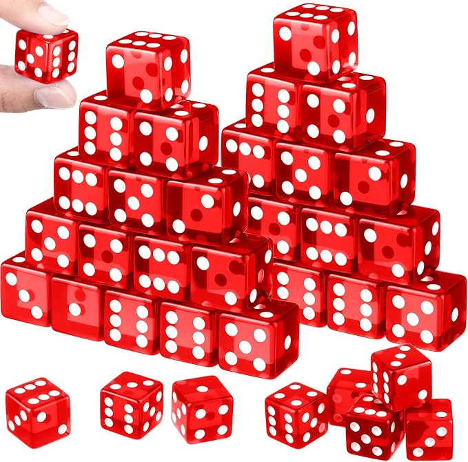 36 Piece 19 mm Casino Style Craps Dice Sets Acrylic and Translucent D6 Dice