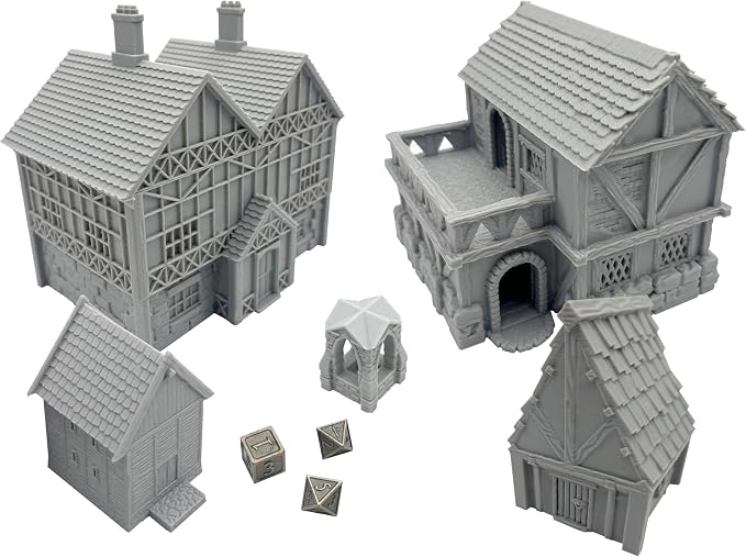 Paintable Tabletop Miniature Little Town Building Terrains Compatible - 18mm