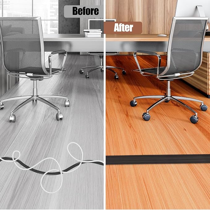 Floor Cord Cover Self Adhesive Cord Hider, 10FT Cable Management, Extension