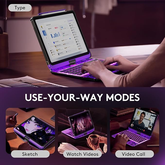 GUSGU Transparent Case with Wireless Keyboard