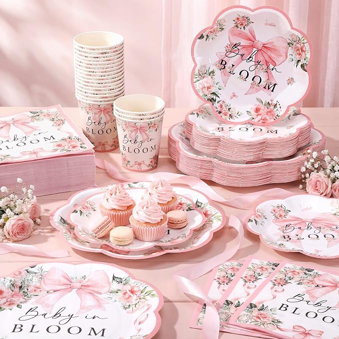 250 Pcs Baby in Bloom Baby Shower Plates Napkins
