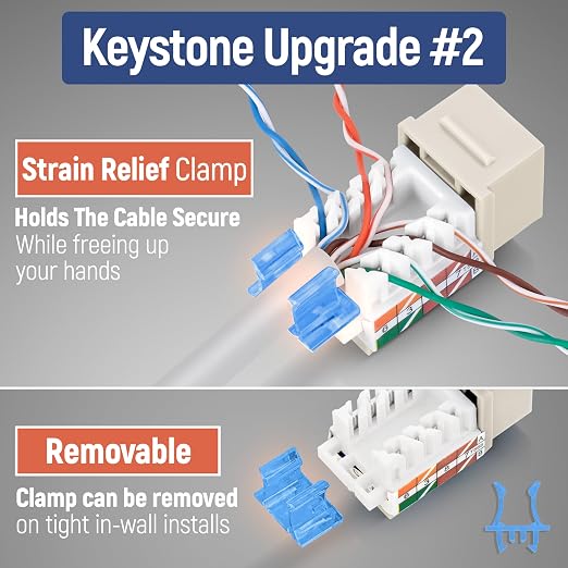 Everest 45° Angled RJ45 Cat5e Keystone Jacks 50-Pack in Light Almond