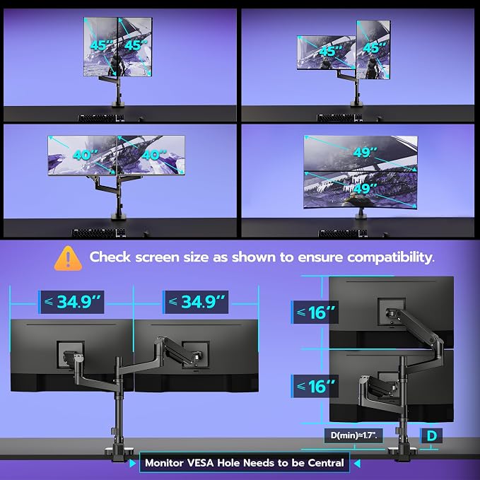 ARES WING Dual Monitor Arm Desk Mount