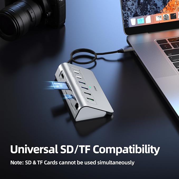 USB C Hub, 10-in-1 USB Docking Station, Aluminum USB to Ethernet Adapter