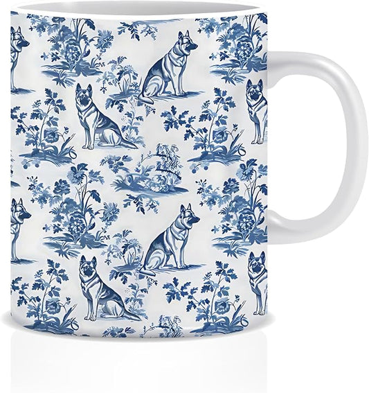 Chinoiserie German Shepherd Mug, German Shepherd Gifts