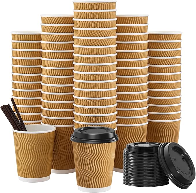 SIUQ 90 Pack 8 oz Disposable Coffee Cups