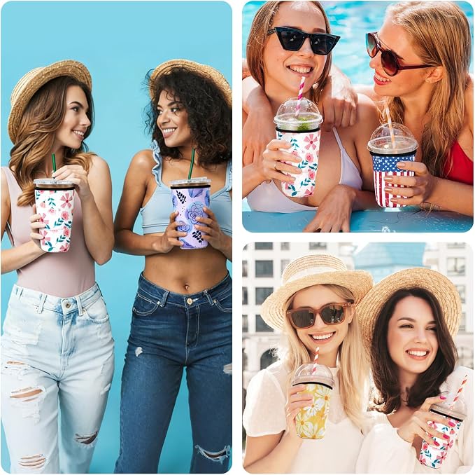 Cobetech Iced Coffee Sleeve Reusable, 3 Pack Neoprene Coffee Cup Sleeves