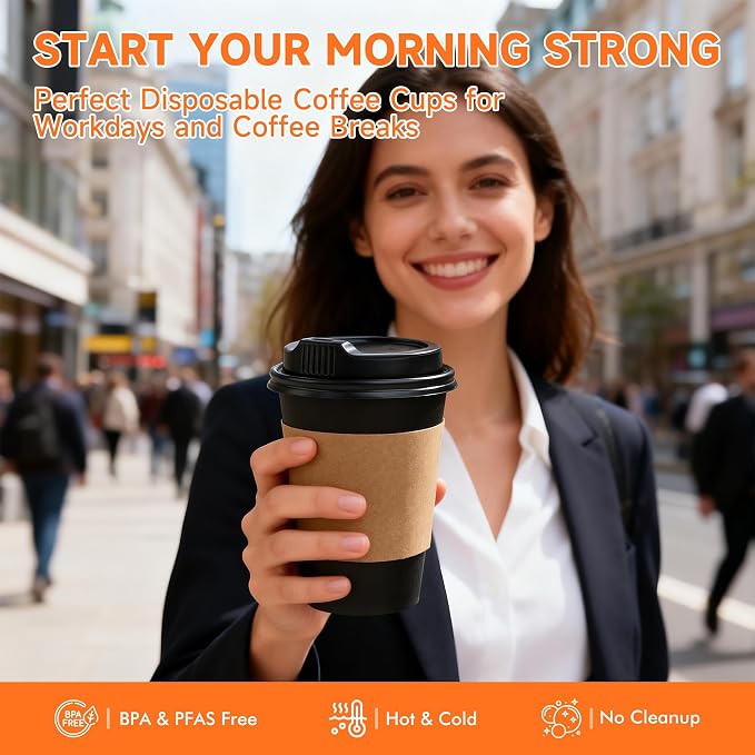 METAPRINT 50 Pack 16 oz Disposable Coffee Cups