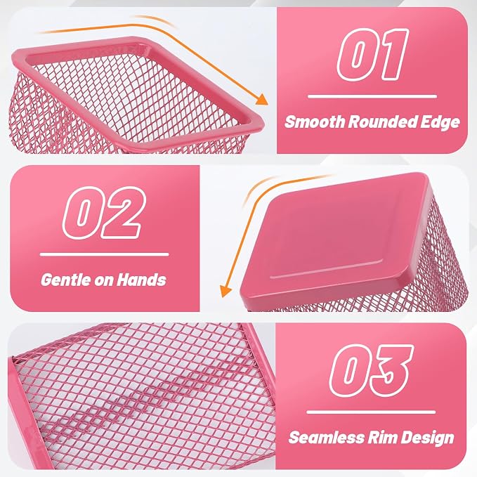 Segarty Pen Cup Holder, 3 Pack Square Dark Pink Pen Holder
