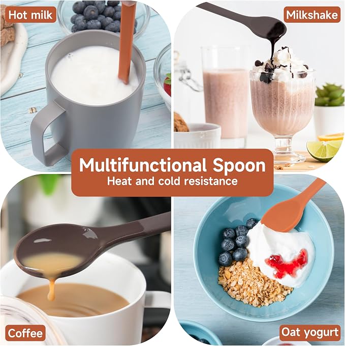 4PCs Silicone Stirring Spoons for Coffee Tea | 6.85-Inch Coffee&Espresso