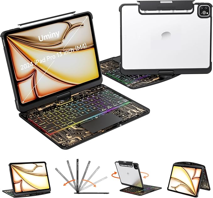 iPad Keyboard Case for 2024 M4 iPad Pro 13 inch, Magic Wireless Keyboard