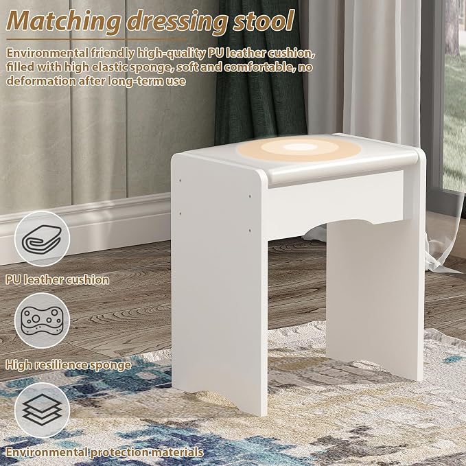 Vanity Set with Rectangular Mirror