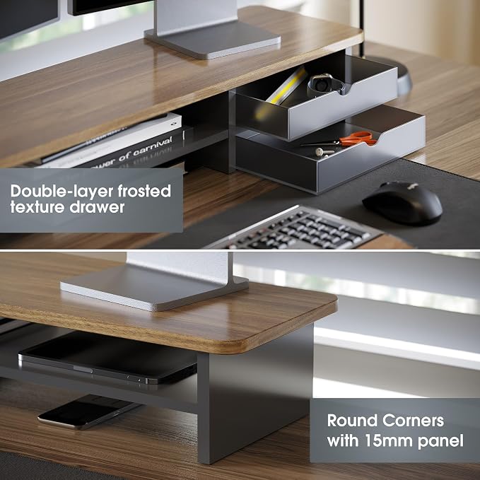 Fenge Monitor Stand, Dual Monitor Riser, 42.5inch Large Desk Computer Monitor