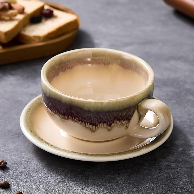 Coffeezone Vintage Design 12 oz Ceramic Latte Art Cappuccino Barista Cup