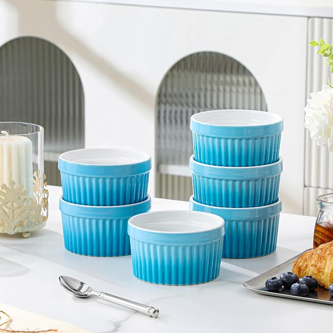 MALACASA Ramekins 8 oz Oven Safe, Large Ceramic Souffle Dishes
