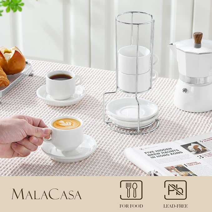 MALACASA 2.5 OZ Porcelain Espresso Cups