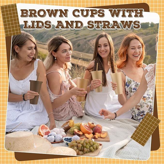 Skylety 12 Pcs Brown Plastic Cups