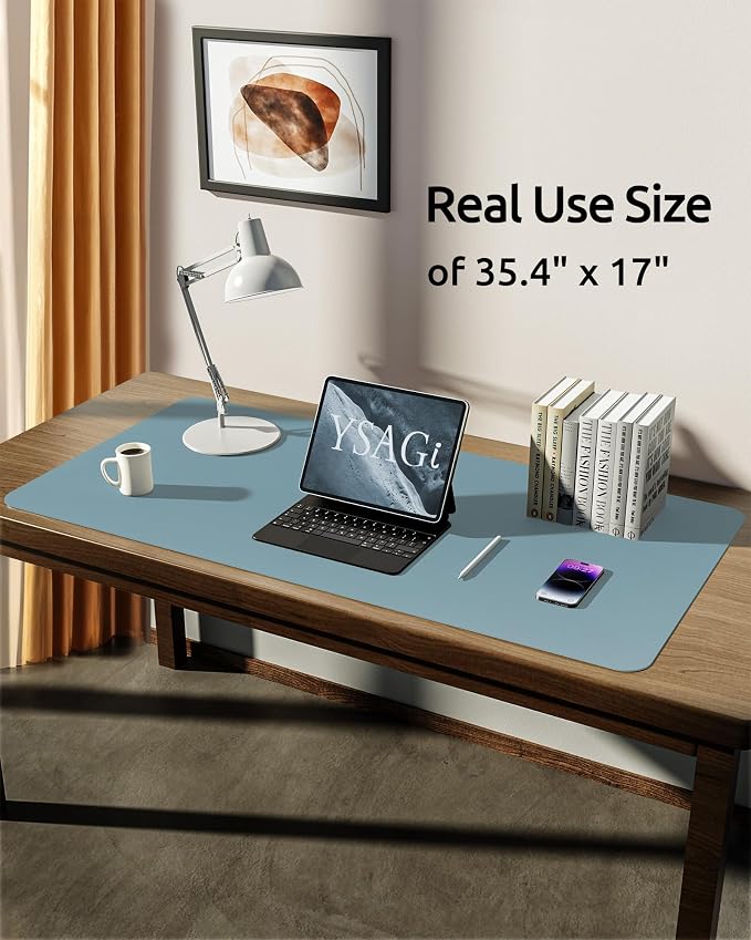 YSAGi Leather Desk Protector, Office Mat, Large Mouse Mat, Non-Slip PU Leather