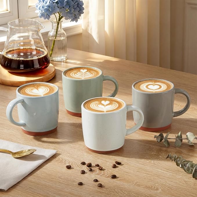 E-far Ceramic Coffee Mug Set of 4, 12oz Stoneware Coffee Cup
