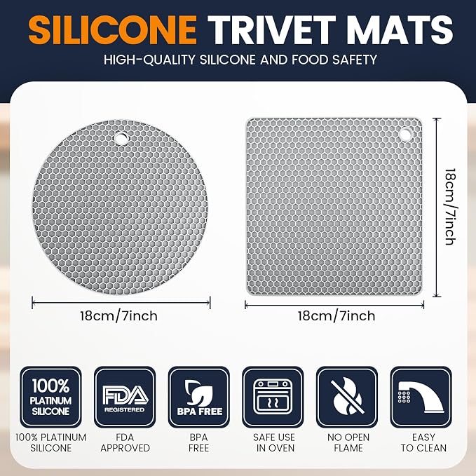 Silicone Trivet Mats 4 Heat Resistant Pot Holders Multipurpose Non-Slip Hot Pads